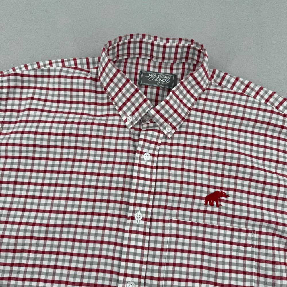 Southern Collegiate Alabama Crimson Tide Mens M Seersucker Short Sleeve‎ Button
